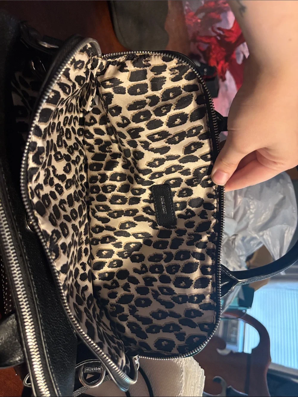 Nine West Black Studded Satchel Tote